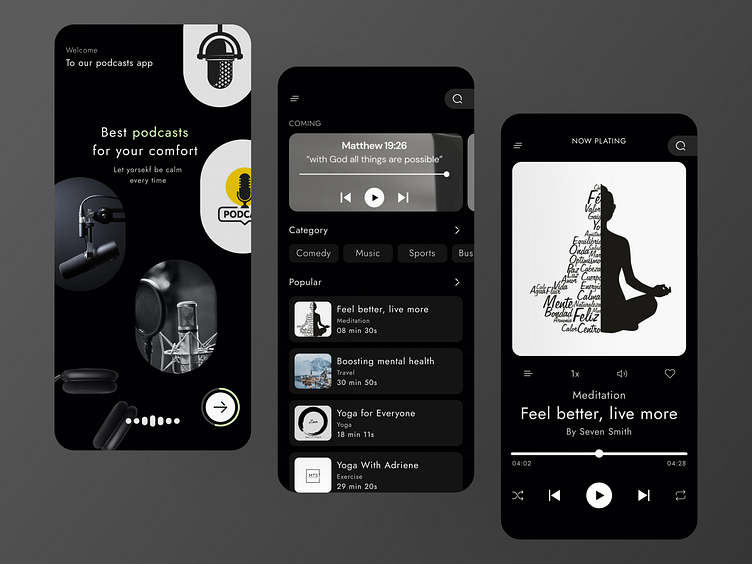 Podcast App - Mobile Design by Nur on Dribbble