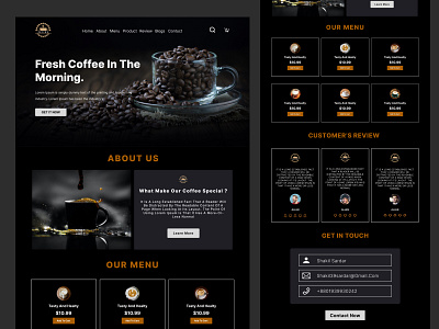 A Coffee Shop Website coffee shop landig page ui ui landing page ux web ui website