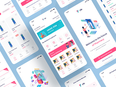 YIP - Medical and Pharmacy Mobile App Design apps design clinic covid 19 hospital creative doctor doctor clinic health care app healthy hospital medical medical pharmacy medical app medicine mobile app design onboarding patient pharmacy pharmacy company ui kit uiux