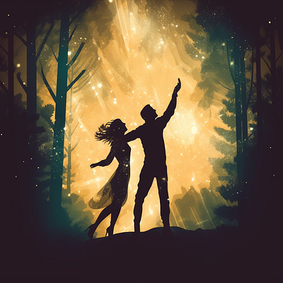 Couple Dancing in The Middle of The Night Illustration animation design illustration