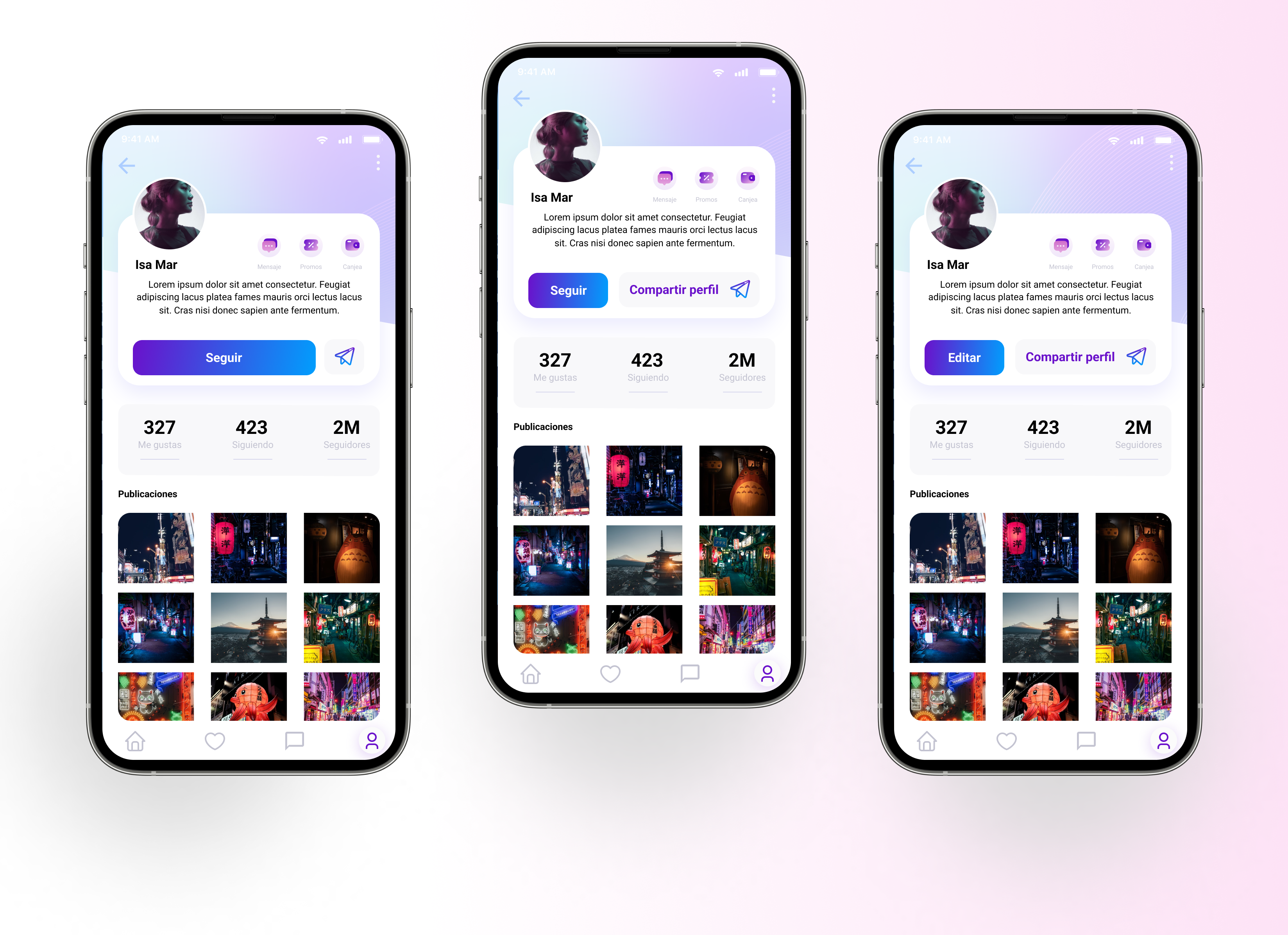 Share app call to action design gallery mobile first motion ui profile share share button share profile social network typography ui ui design ux