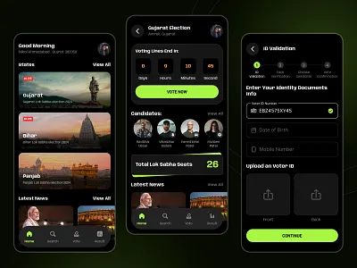Voting App darkmode design election gradient india indian people ui ux voting