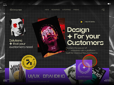 Stunning landing page for design agency | VisualDrug 02 dark mode darkmode landingpage website