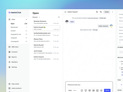 Chat, connect, collaborate in real-time with neetoChat chat clean customer design functional minimal neeto product support ui ux