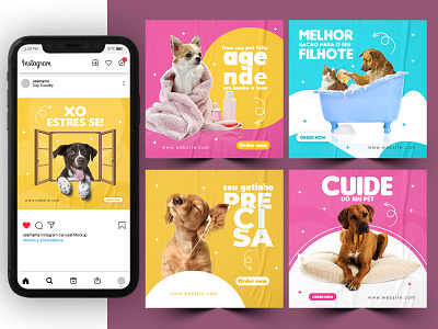 Pet Shop Ads Design Social Media Post Template art cat catlover dog food doglover dogs grooming instadog pet shops pet store petshoponline puppy puppy lover