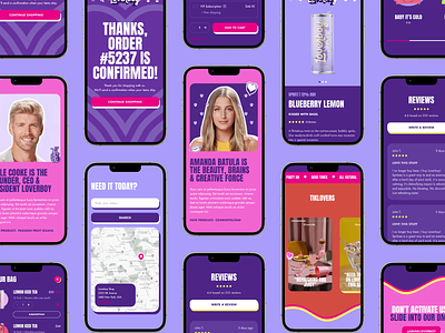 Loverboy Website Design 🍹💘 color design drink ecommerce illustration logo loverboy mobile shop shopify store typography ui