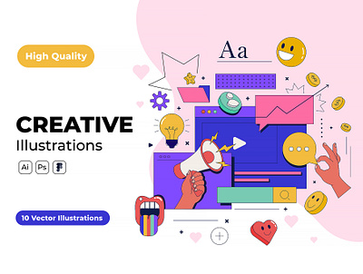 Cool Trendy UI illustrations 80s app cool creative development graphic design illustration ui vector vintage