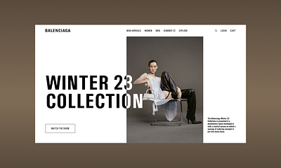 Main Screen for Balenciaga design figma typography ui ux web design