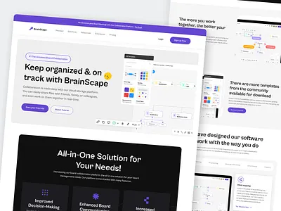 BrainScape - Board Collaboration Page agile project management board collaboration collaboration tools digital workspace file management landi landing page online whiteboard productivity progress tracking project management real time collaboration remote collaboration task assignments task management team collaboration team communication visual collaboration workflow management