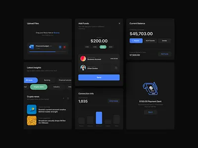 Dashboard components design app black cms components dark mode darkmode dashboard design design system designsystem development minimal system ui user interface ux webdesign website widgets