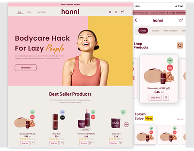 Landing page for Cosmetics E-Commerce 3d animation audit branding clean daskboard design ecommerce grafic graphic design home page landing page logo luxury motion graphics saas simpel skincare ui ux