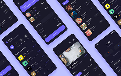 Food Delivery App Concept Design Dark Theme dark theme delivery food groceries inspiration interface design ordering app talent ui