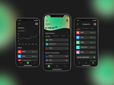 Subscription management App app design mobile design subscription management ui ux