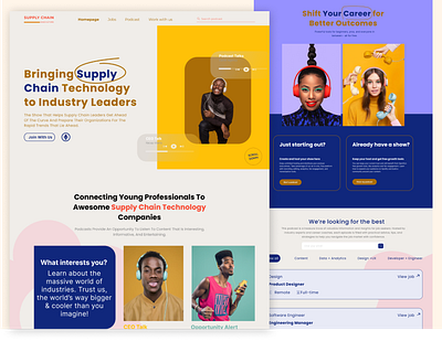 Podcast Landing page apps audio branding clean colorfull design dribbble ecommerce homepage illustration landing page logo luxury pinterest podcast supply chain technology ui vector video