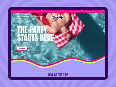 Loverboy Website Design 🍹💘 colorful design drink ecommerce homepage kyle loverboy refreshing shop shopify store typography