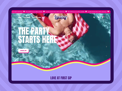 Loverboy Website Design 🍹💘 colorful design drink ecommerce homepage kyle loverboy refreshing shop shopify store typography