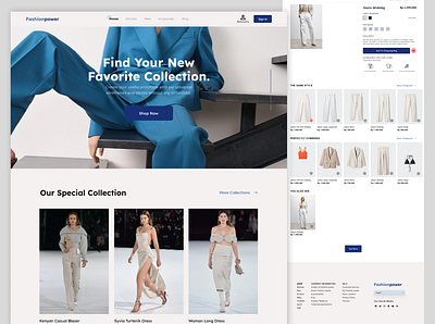 Homepage and Detail page Fashion Website apps blue branding clean design detail page dress ecommerce fashion graphic design illustration landing page logo minimalis motion graphics saas ui ui design ux design vector