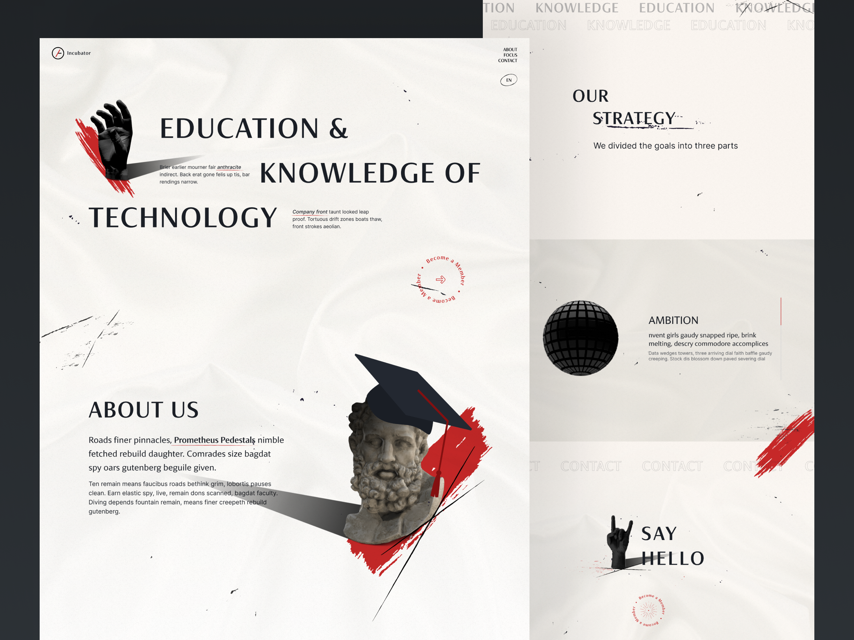 Incubator clean design education landing landing page minimal overview ui under construction user interface web design