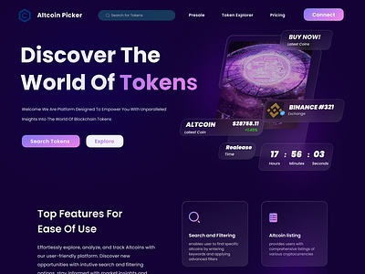 Altcoin Picker Website Design 3d altcoin altcoin picker app card design crypto crypto website dark logo nft nft website theme token ui ui design ux design vector website