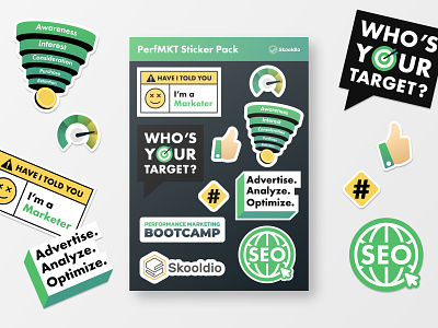 Performance Marketing Bootcamp - Sticker Pack art branding design flat graphic design illustration illustrator logo sticker sticker pack ui vector
