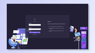 Log in for a reporting dashboard adobe xd dashboard design graphic design login report ticket transaction ui ui design uiux
