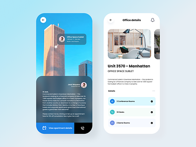 Office view - AR concept apartment app application ar call chat lease mobile office real estate rental search ui