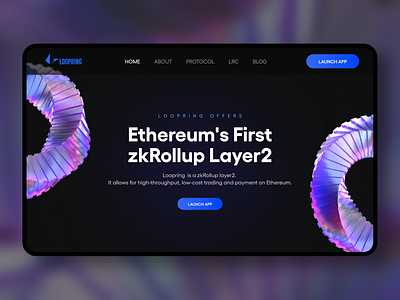 Loopring Web Site Design: Home Page Landing Page UI blockchain cryptocurrency graphic design homepage landing page loopring motion graphics stablecoin truecoin ui website