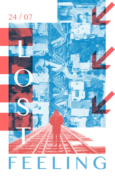 "Feeling Lost 24/07" Poster design drawing graphic design illustration poster typography