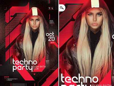 Techno Party Flyer Template club night
