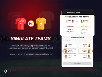 SIMULATE TEAMS app design dream11 mobile app u ui ui ux ui ux design ux