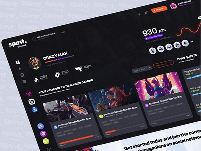 Gaming & Esports Dashboard app application crypto dark dashboard esports game gaming loot modern tournament ui ux website