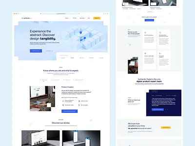 Authentic.digital 3d 3d render figma grid key visual landing page minimalistic onepage render software house ui ux web webdesign webdesigner website