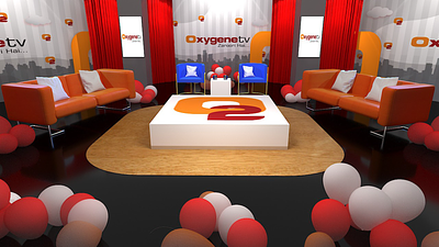 Oxygene TV 3d Set Design 3d 3d modeling 3d rendering 3d studio design news show news studio oxygen tv show