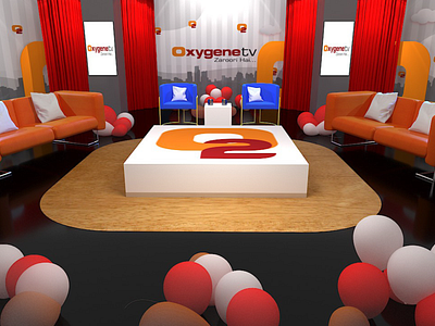 Oxygene TV 3d Set Design 3d 3d modeling 3d rendering 3d studio design news show news studio oxygen tv show