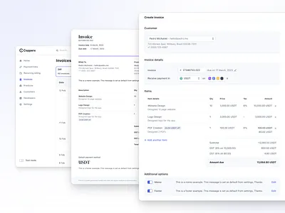 ✨ crypto payment dashboard finance invoice product design ui design ux design web app