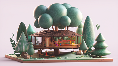 Unique Experiences - Tree House 3d 3d art 3d artist abstract cartoon design illustration