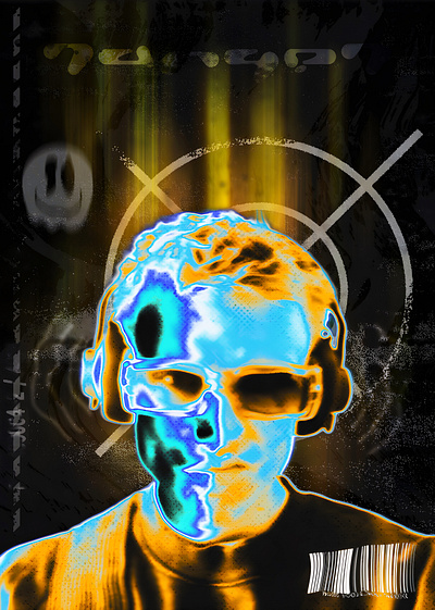 HEATMAP SELF PORTRAIT POSTER art cyber graphic design grunge heatmap poster