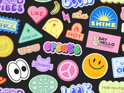 COOL Y2K RETRO STICKERS COLLAGE 2000s 90s abstract art cartoon collage cool create design emoji grafitti graphic illustration pop retro sticker style trendy vibes y2k