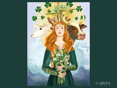 Imbolc illustration. Celtic goddess Brigid animals celtic mythology design digital illustration drawing festival folklore goddess graphic design illustration illustration for website ui ux webdesign website