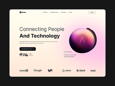 Aster || Hero Exploration connect design designer header hero illustration landing page people remote technology ui uiux ux vector web design