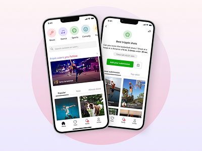 Talently - show and explore contests app app design appui competition contest figma socialmedia ui ux videoapp