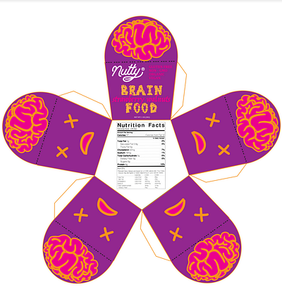 "Nutty Brain Food" Packaging Design Dieline branding design drawing graphic design illustration logo packaging typography vector