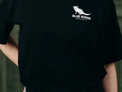 Blue Iguana Bar logo t-shirt mockup adobe illustrator adobe photoshop brand mockup branding design illustration logo logo design logo mockup mockup