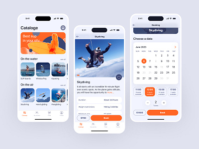 Mobile App for booking active sports app design ui
