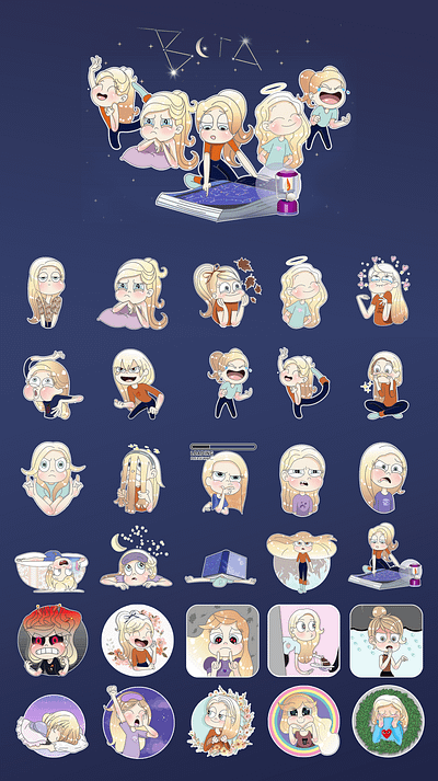 Stickers "Vega" digital art girl emotions illustration sticker