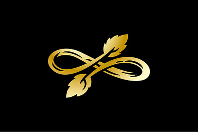 Infinity Leaves Logo black branch branding connect design gold illustration infinity leaf leaves logo loop luxury natural nature oak plant silhouette tree twig