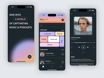 Music And Podcasts Player App app design ios mobile music player podcasts ui ux