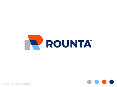 Rounta | Logo Design blue continuous for sale icon letter r lettermark logo logo design office organize overlap plan red round shapes space symbol