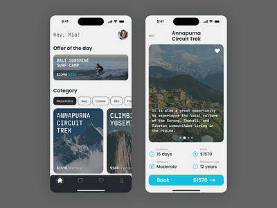 Travel And Activity Booking App activities annapurna app booking climbing design extreme himalayas ios mobile mountains sport surfing travel ui ux
