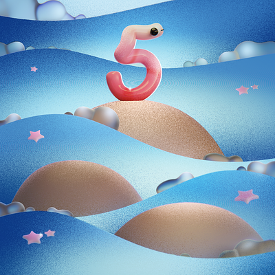 Number 5 36daysoftype 3d 3d art blender branding design grain illustration landscape letters logo number render sea water
